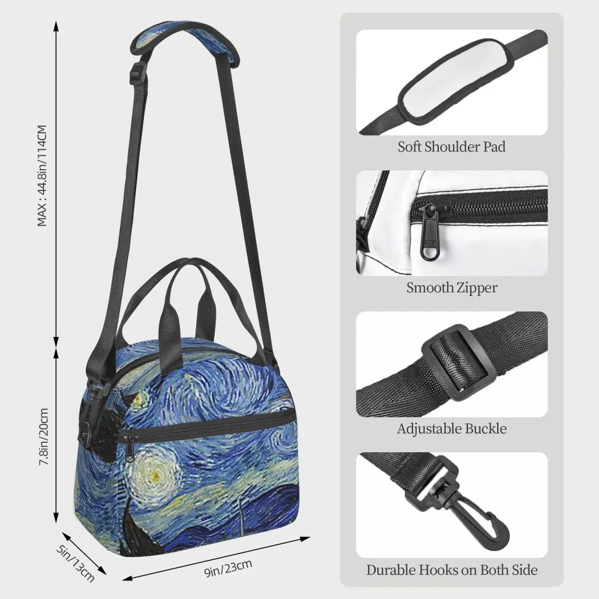 Starry Night - Vincent Van Gogh Lunch Bags Insulated Bento Box Leakproof Lunch Tote Picnic Bags Thermal Bag for Woman School