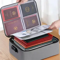 3-Layers Document Case with Lock File Organizer Bag Zipper Certificate Storage Bag Portable Travel Home Office School Supplies