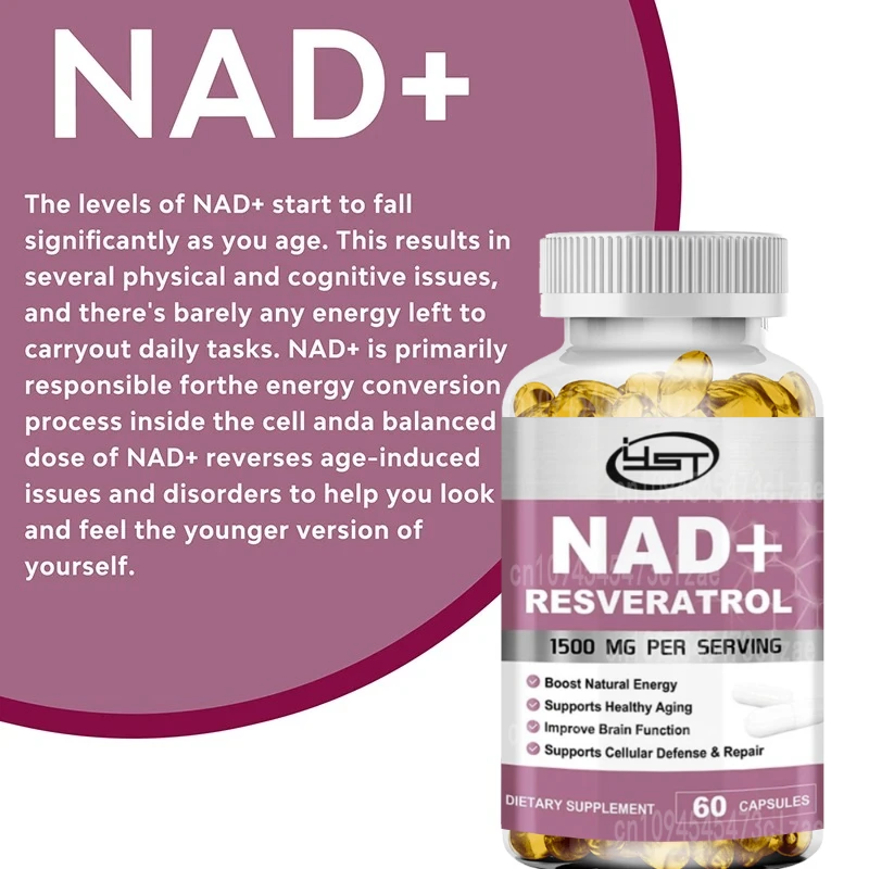 NAD + Resveratrol - Anti-Aging Cell Booster,NAD+ Booster, Nicotinamide Riboside Alternative, Natural Energy & Cellular Health