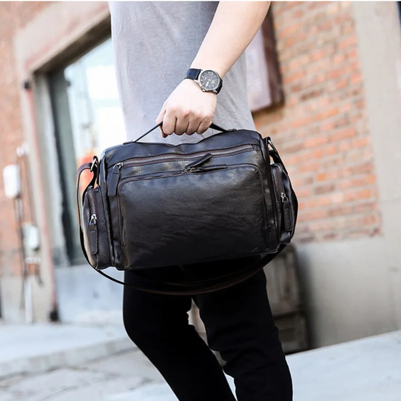 Maletín nuevo de negocios para hombre, bolso de hombro, bolso de ocio para hombre, bandolera de cuero Retro, bolsos cruzados para hombre, negro y marrón, 2022