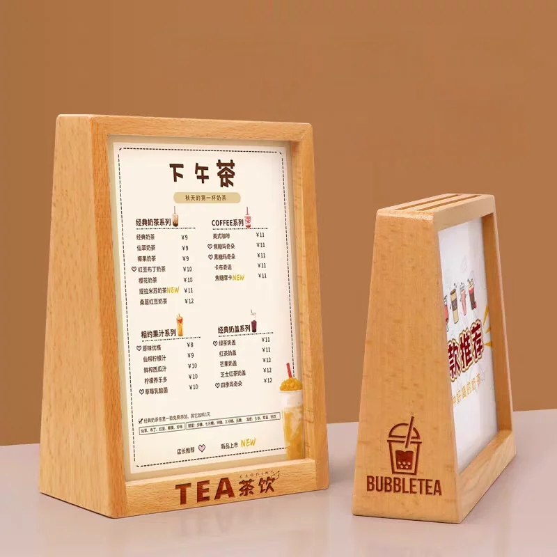 4 Pieces A6 100x150MM Wood Acrylic Sign Holder Display Stand Menu Paper Holder Baby Flower Press Picture Photo Poster Frames