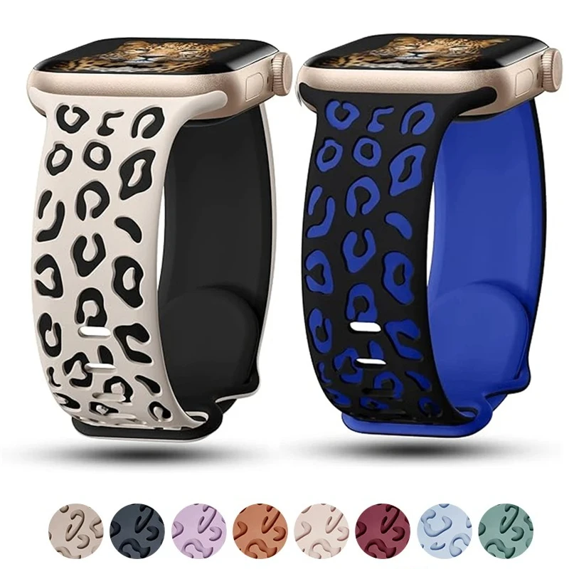 Silicone Band For Apple Watch 44mm 45mm 49mm 46mm 38 40 41mm Engraved Pattern Sport Strap Iwatch Series Ultra 11 10 9 8 SE 7 6 5