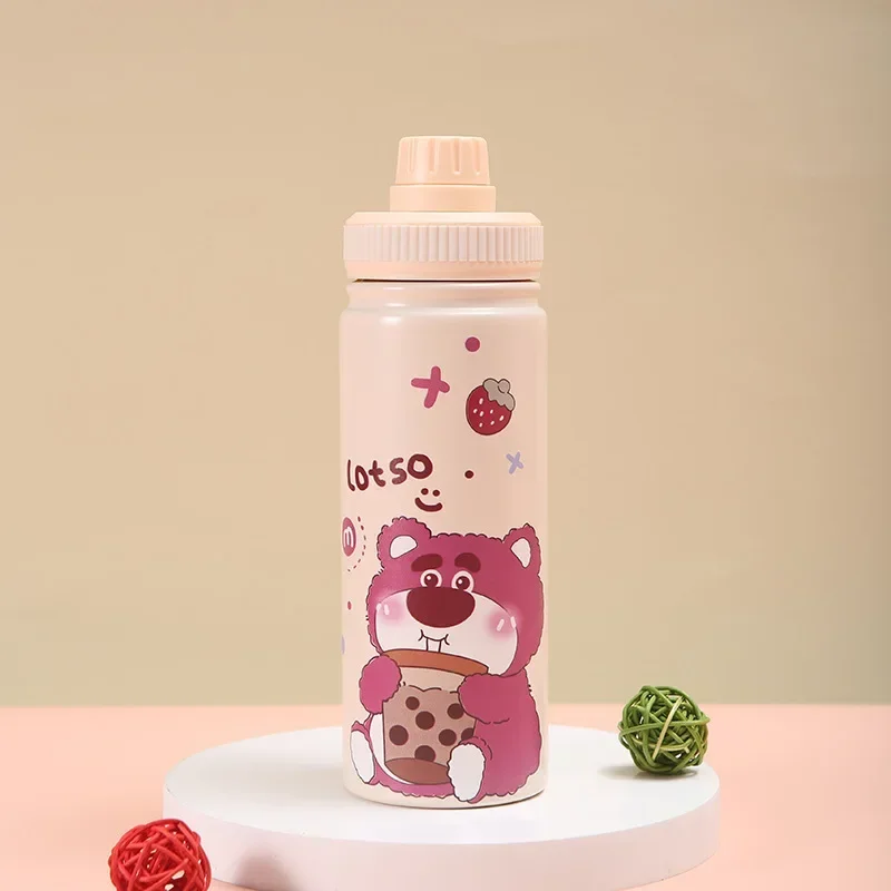 Taza térmica de dibujos animados para niños, botella de agua Kawaii para exteriores, de acero inoxidable 304, 800ml, Lotso Kuromi, Mermaid Winnie The Pooh