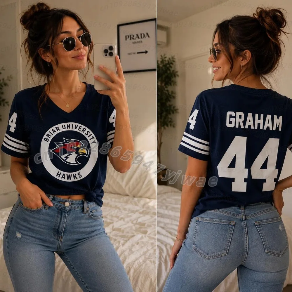 Off Campus Briar University Jersey Graham 44 22 DI LAURENTIS 66 Tucker46 T-shirt V-neck Short Sleeve women  parent-child T-Shirt