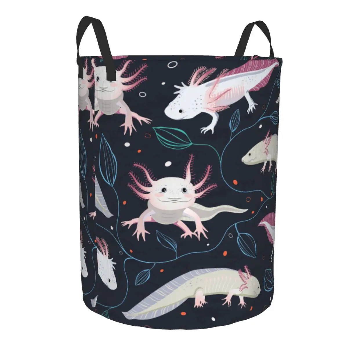 Custom Cute Salamander Animal Axolotls Laundry Hamper Large Clothes Storage Basket Toy Bin Organizer for Boy Girl