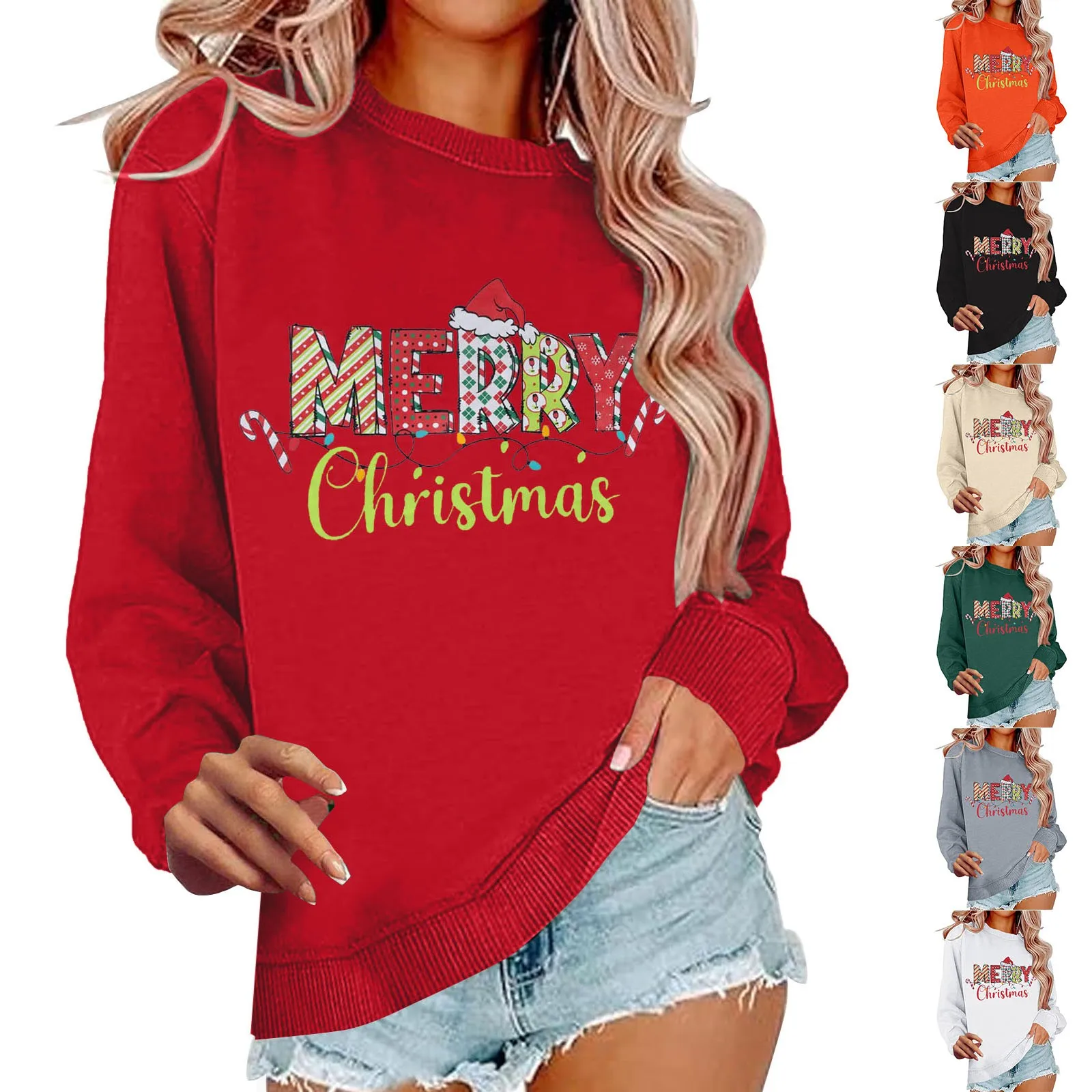 Christmas New Year Hoodies Women's Festival Xmas Lovely Sweet Print Clothes Fashion Female Causal Graphic Soft Pullover Top 2025