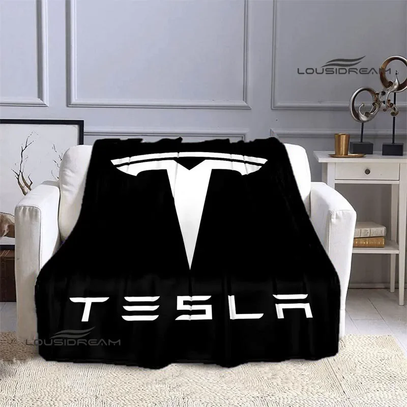 Tesla logo printed blanket Flange Warm blanket Soft and comfortable blanket throw blanket bed linings birthday gift