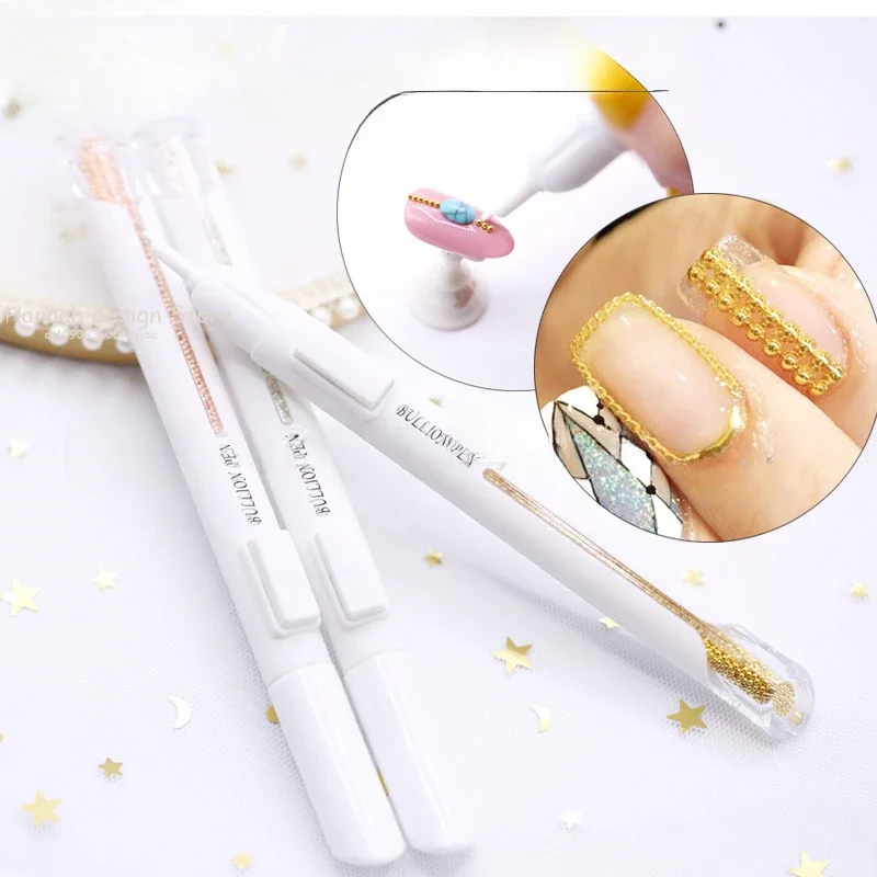 Portable Pen-Shaped Acrylic Metal Beads Dotting Pen with 2800pcs Steel Balls Nail Art Decor Dotter DIY Manicure Point Drill Tool