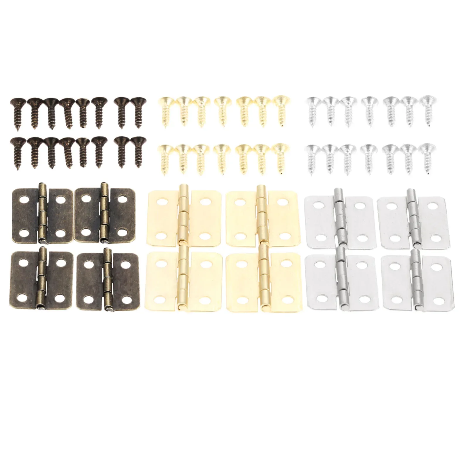 10Pcs Antique Door Cabinet Luggage Furniture Hinges Jewelry Wood Boxes Hinge Home Decoration w/Screw 18*16mm Bronze/Silver/Gold