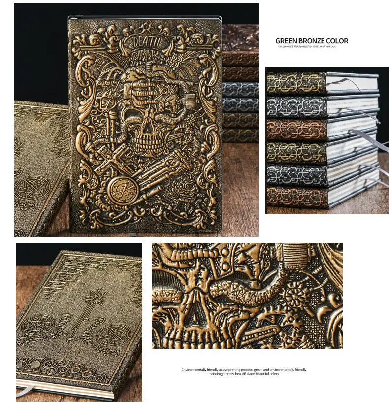 Notatnik w stylu Vintage 3D Death Spell Notatnik biurowe kule dziennika dzienniczek podróżny notatek studenckich książka przybory szkolne męskie