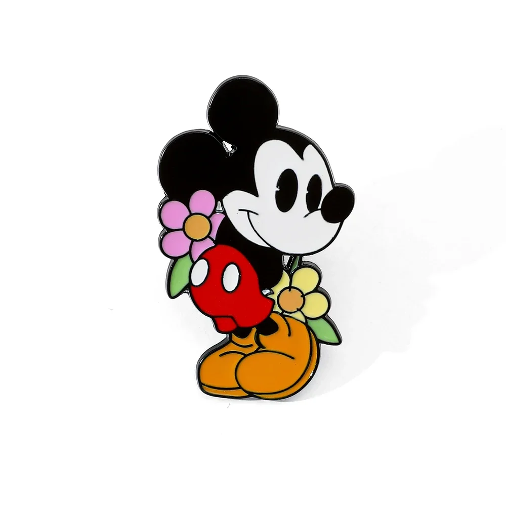1 Pc  Cartoon Character Brooch Cute Mickey Mouse Enamel Pin Metal Badge Jewelry Clothing Backpack Accessories Festive Gift