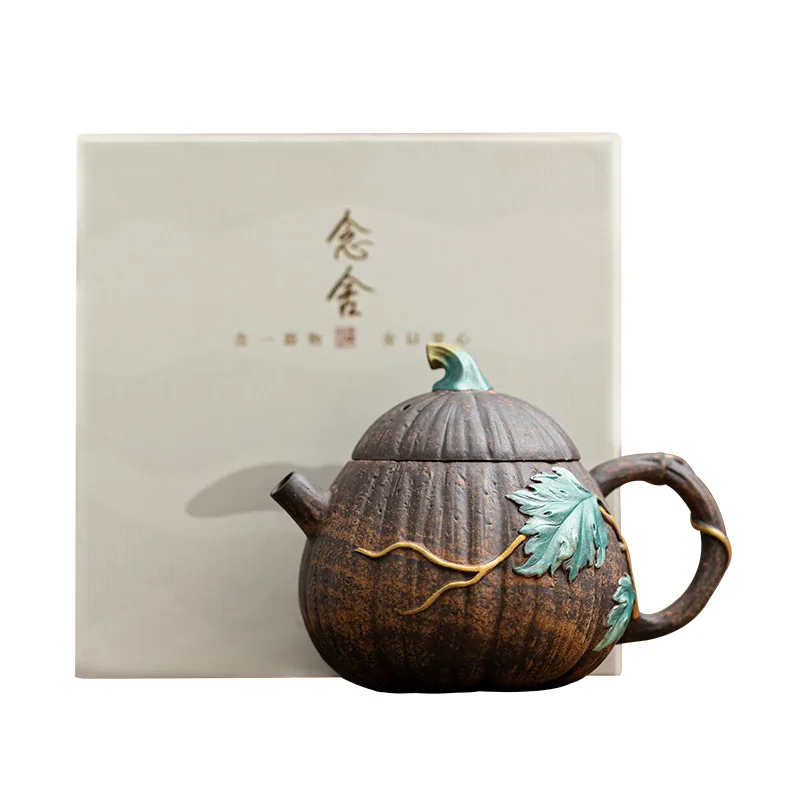 Old rock clay pumpkin teapot home office retro kung fu tea set teapot Ceramic teapot single pot gift box set