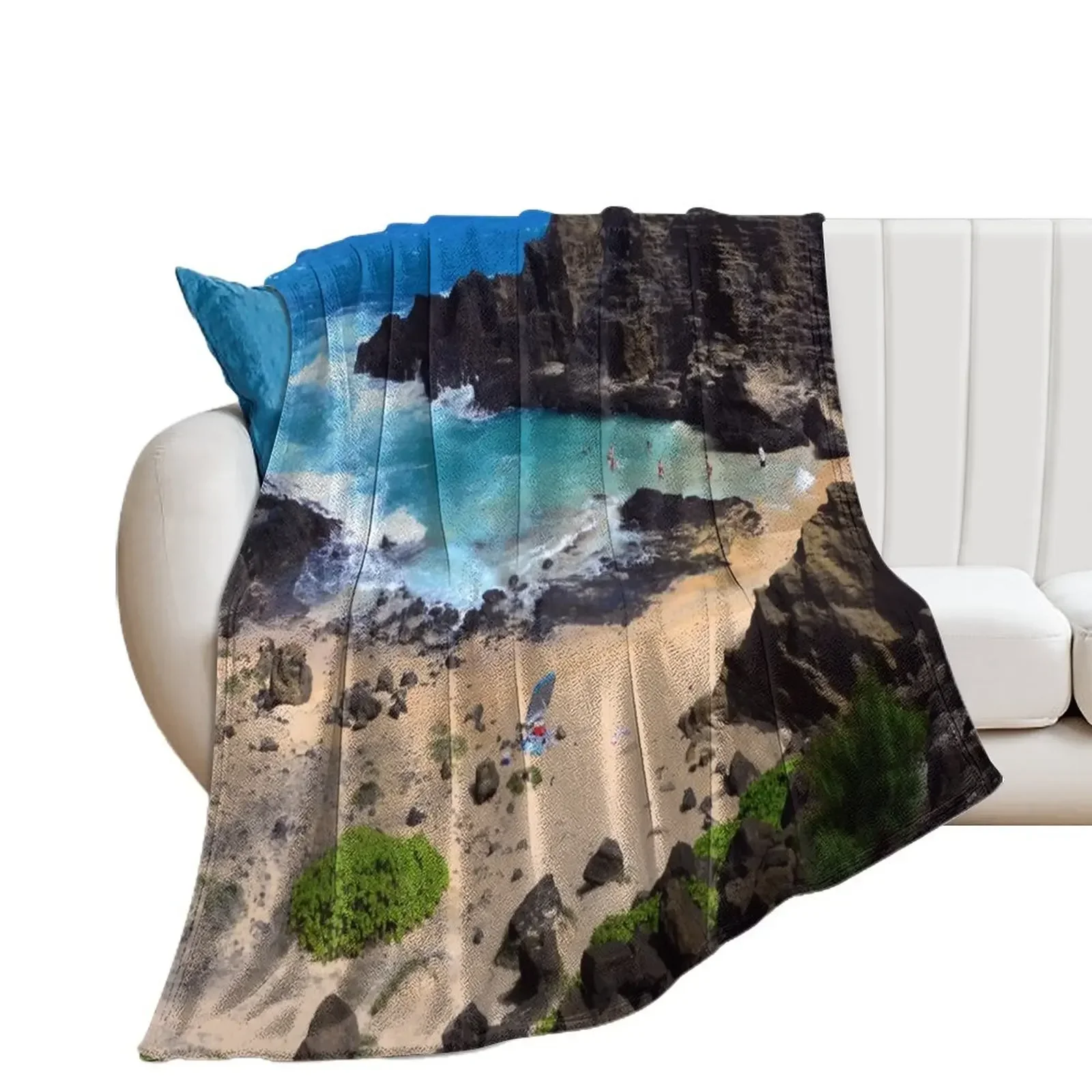 Forbidden NO TRESPASSING Beach in Oahu, Hawaii Art Photo Throw Blanket Multi-Purpose Camping Blankets