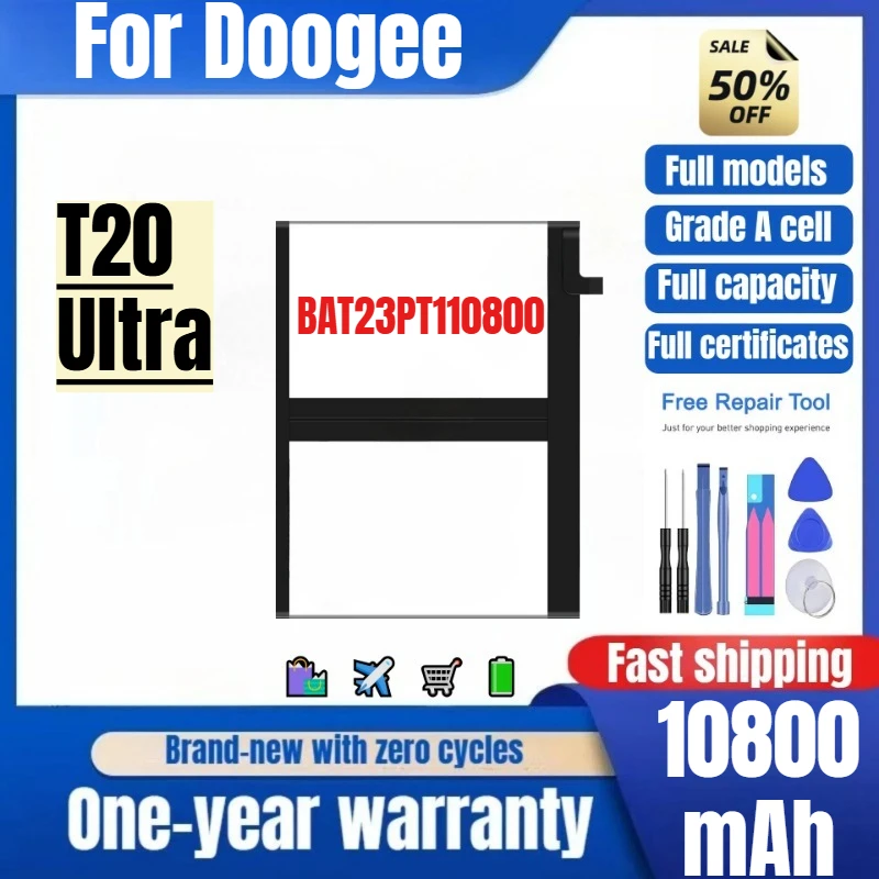 

BAT23PT110800 for Doogee T20 Ultra Tablet Battery 0 Cycle High Quality High Capacity Replacement Bateria Grade A Cell with Tools