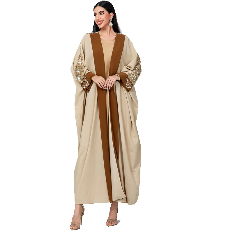 

Eid Diamonds Open Front Abaya Women Clothing Muslim Dress Kimono Cardigan Abayas Kaftan Islam Jalabiya Ramadan Kebaya Femme Robe