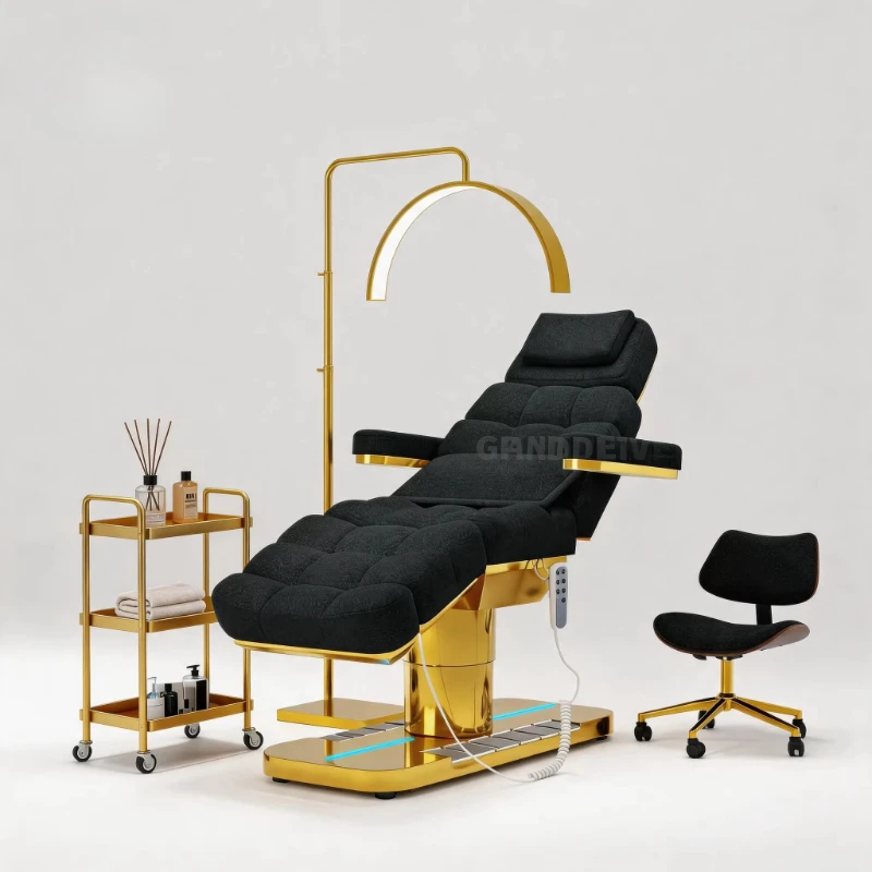 Original Design Facial Bed Beauty Bed Salon Massage Table Reclining 4 Motors Fabric Lash Bed for Eyelash
