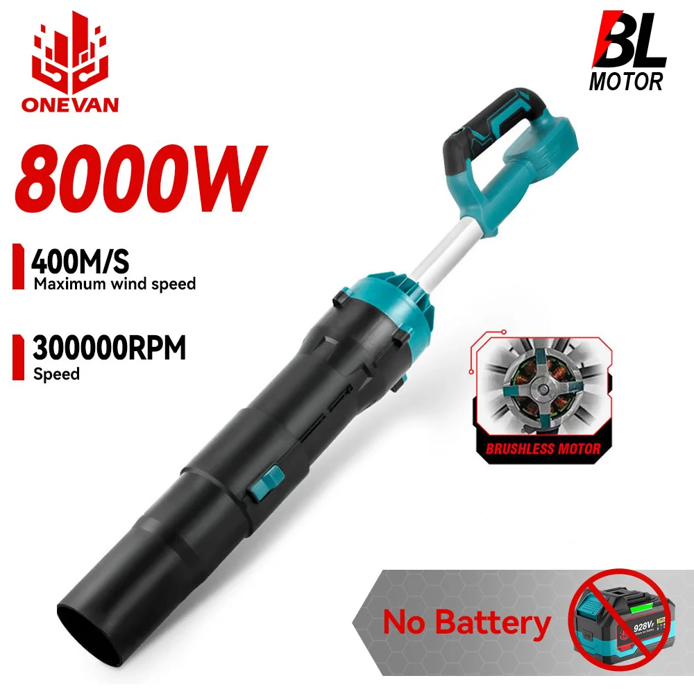 

ONEVAN 400M/S 8000W Brushless Electric Turbo Blower Cordless Air Blower Dust Leaf Snow Removal Tool For Makita Battery Pin