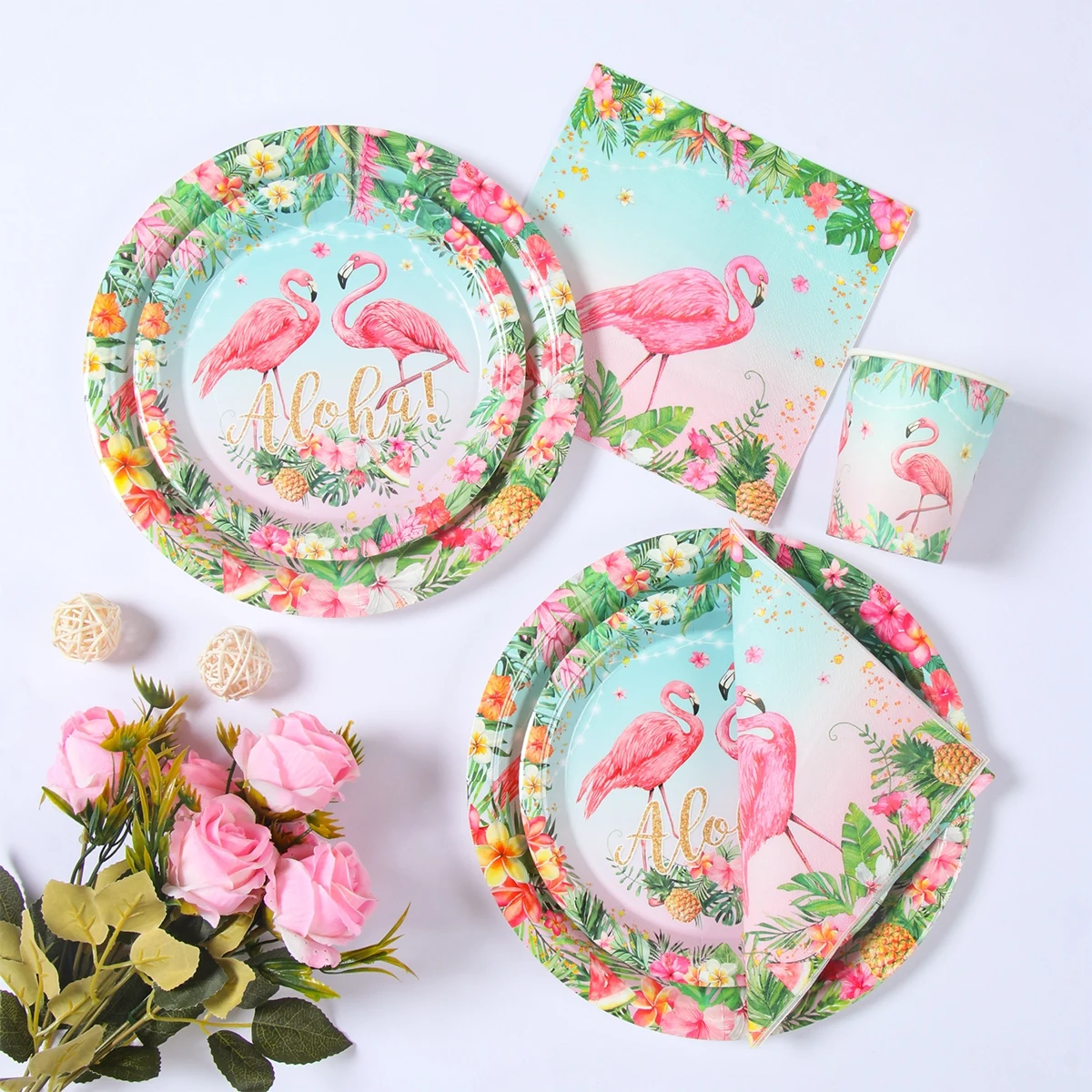 Hawaii Party stoviglie Tropical Hawaii decorazioni per feste piatti di carta Flamingo Kids Summer Baby Shower forniture per feste di compleanno