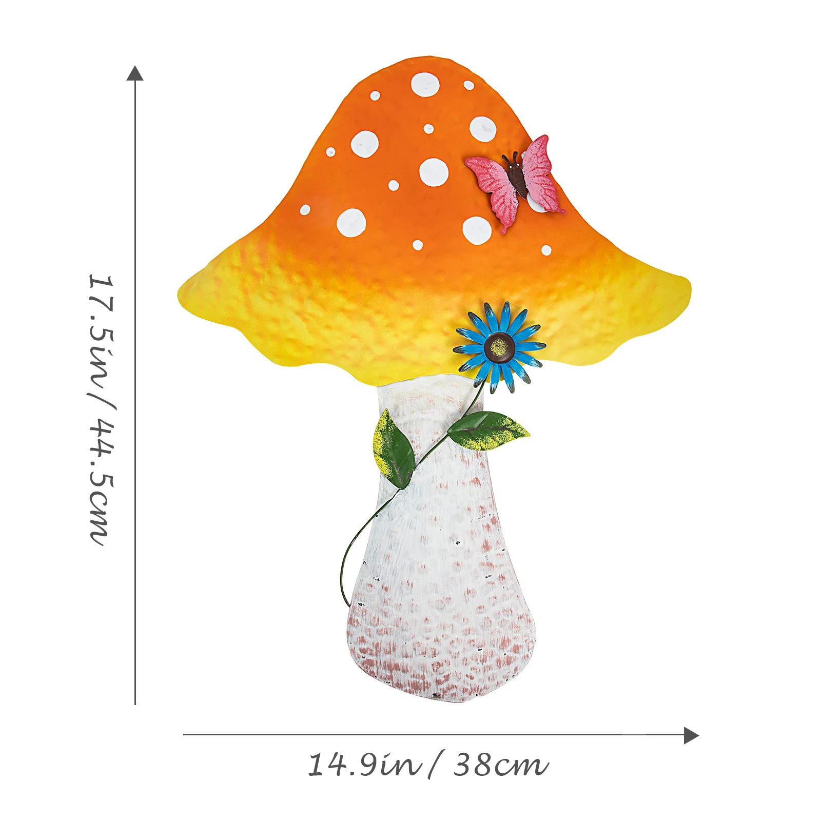 Yellow Mushroom Hanging Decor Iron Craft Statue for Garden Decoration Realistic Design Non Fading Color Outdoor Yard Art