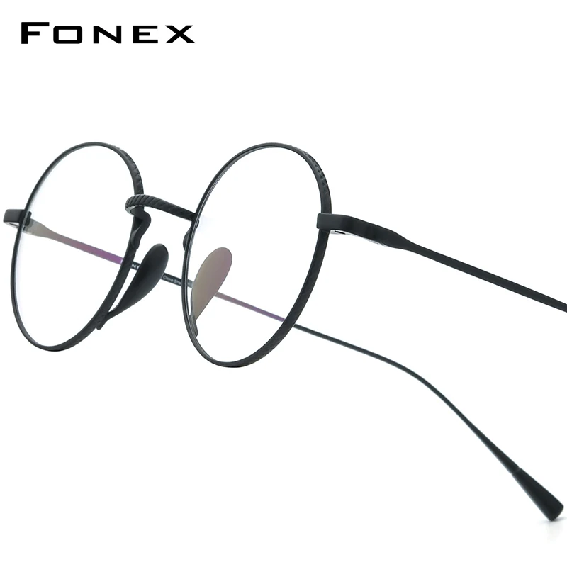 FONEX Titanium Glasses Frame Men 2025 Brand Design Retro Round Eyeglasses Women Vintage Japanese Ultralight-Weight Eyewear 85717
