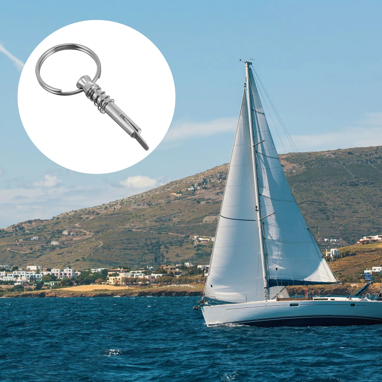 

2 pcs Safety Pin Stainless Steel Quick Coupler for Boat Bimini Tops Spring Loaded Clevis Ship Outfitting