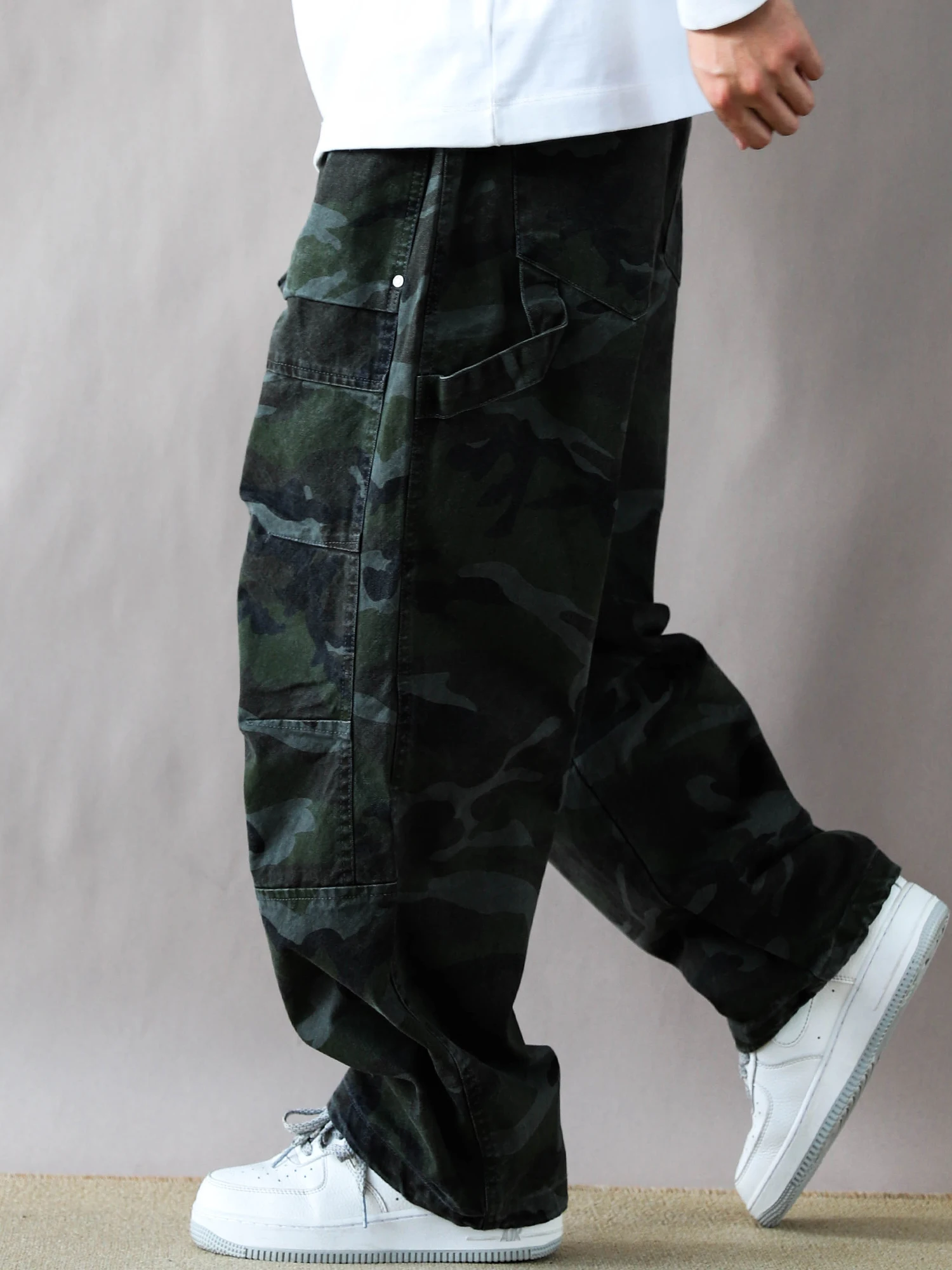 

Американские ретро-брюки в камуфляжном стиле, мужские свободные прямые повседневные длинные брюки, цвета хаки, весенне-осенние, модные, брендовые