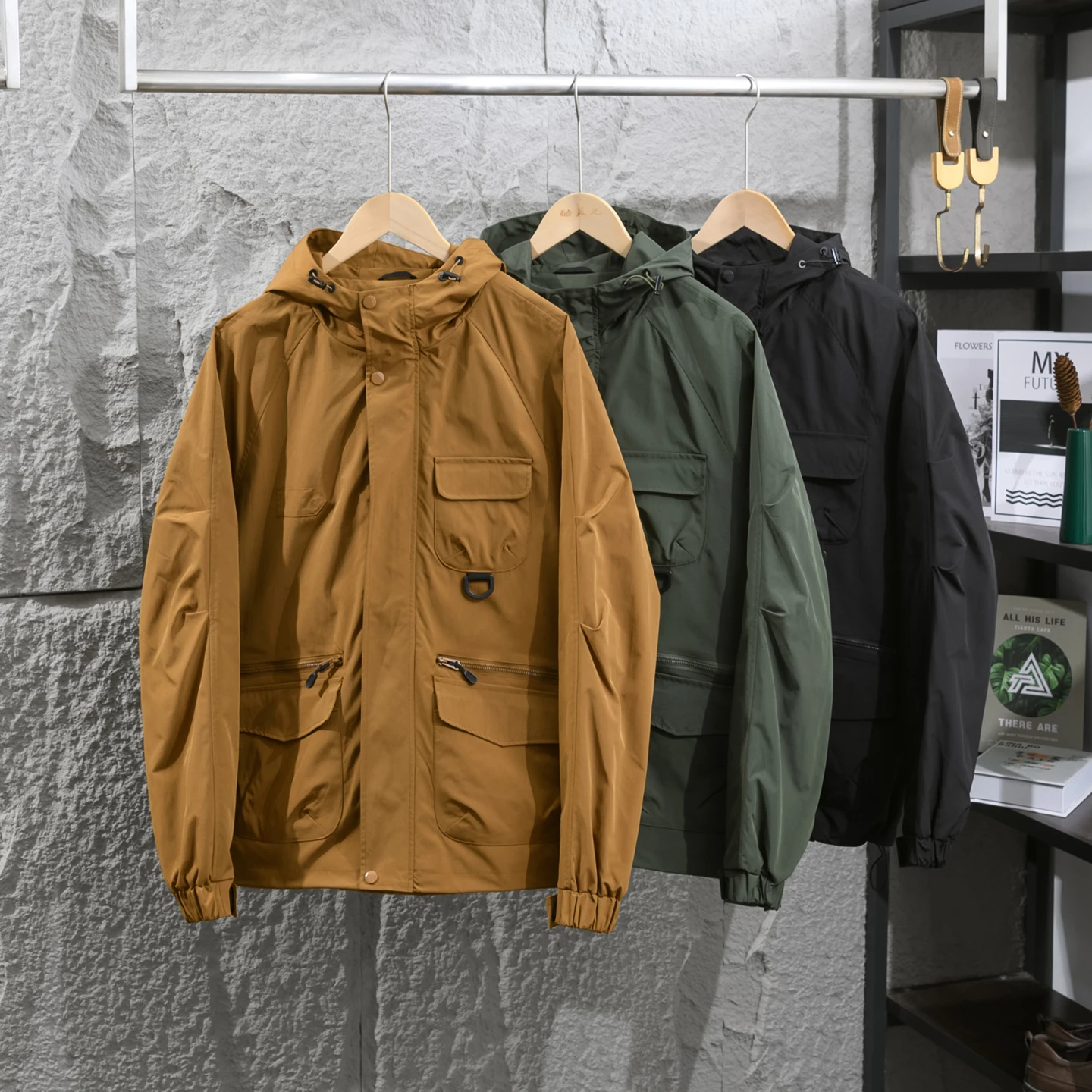 American High-End Men's Casual Loose  Jacket Outdoor Autumn Winter Workwear Windproof Fashionable Polyester Nylon Compos...