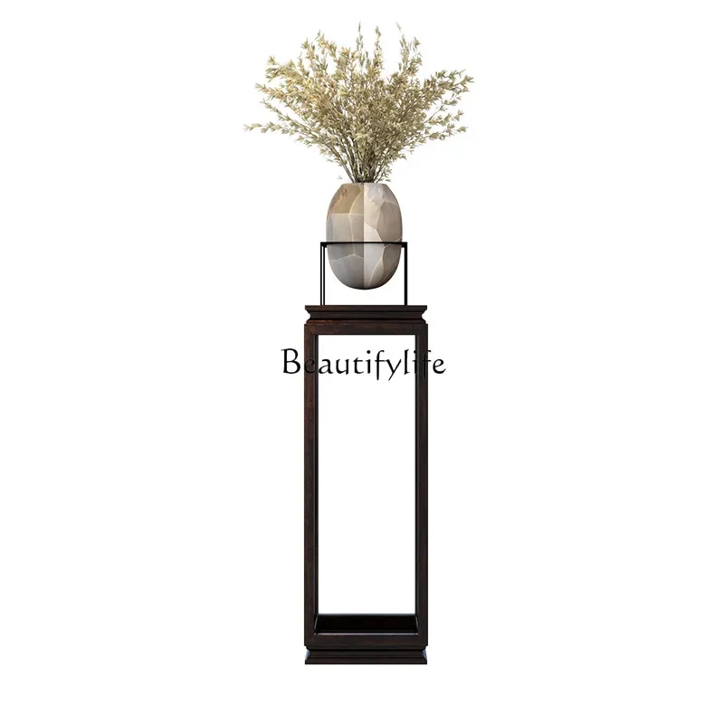 

FG11New Chinese Style Solid Wood Flower Stand Modern Chinese Decoration Potted Zen High and Low Storage Rack