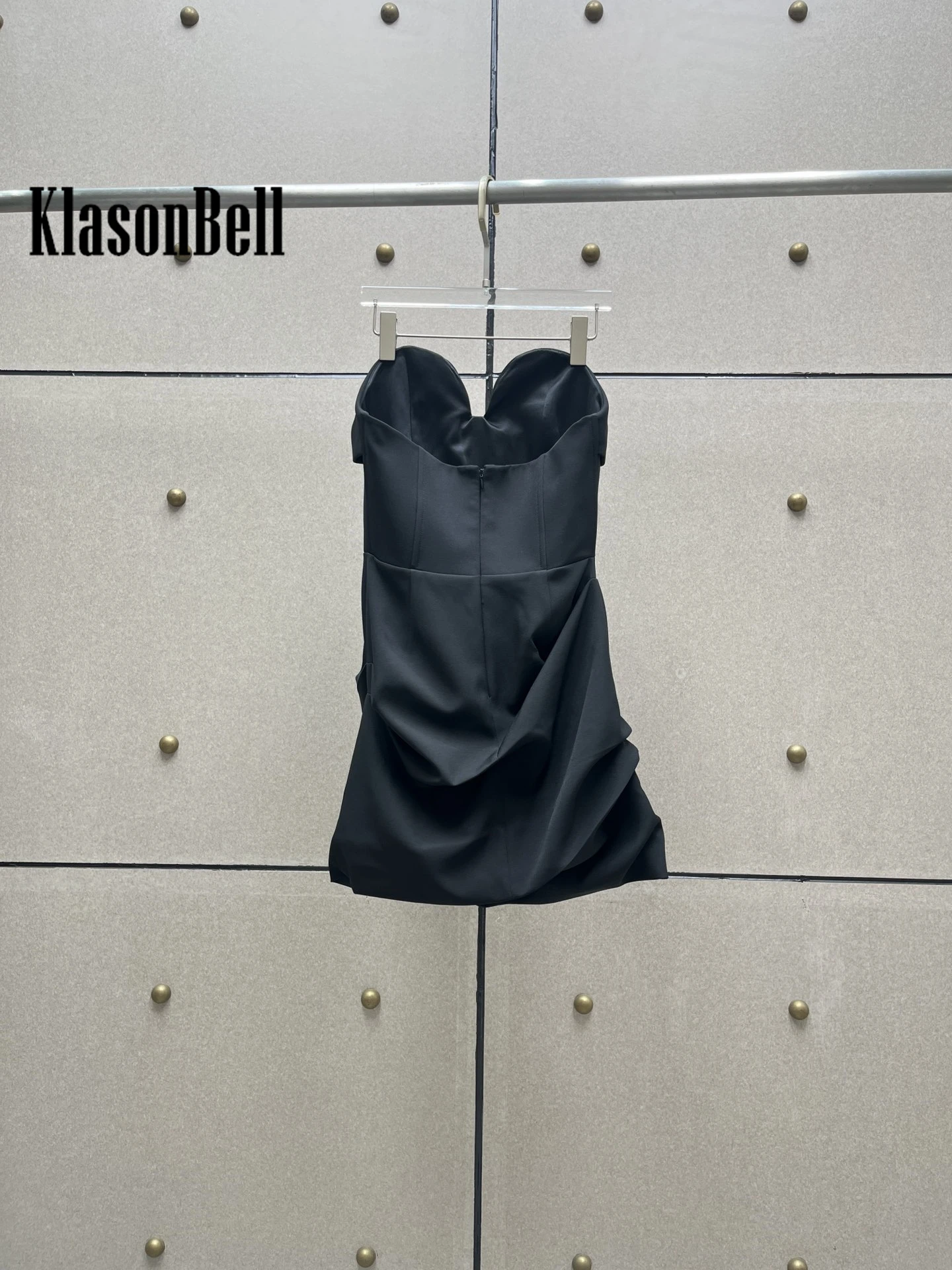 8.16 KlasonBell Women Fashion Sexy Off-Shoulder Chest Wrapping Party Evening Dress Fishbone Collect Waist Ruched Short Dress