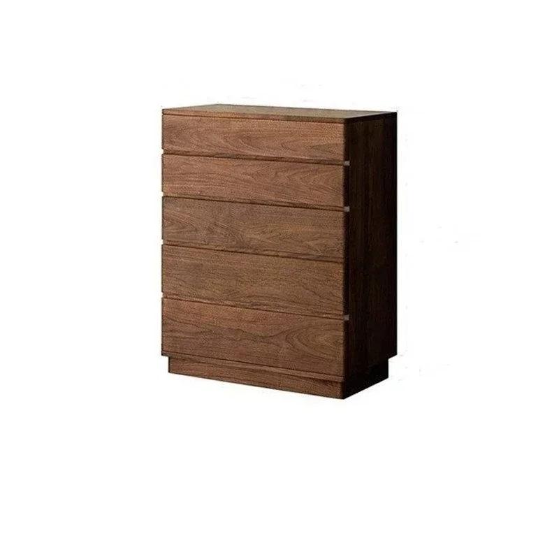 Nordic black walnut chest of drawers simple modern cherry wood bedroom chest of drawers living room side cabinet