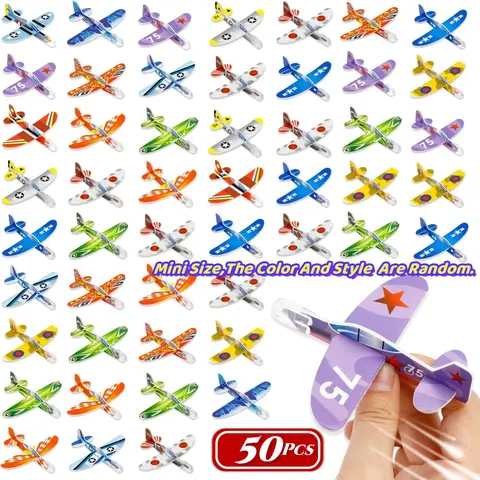 50 Pcs Foam Gliders Planes Toys for Kids, Paper Airplane Toys Set, Plane Party Favors Goodie Bag Stuffers, Outdoor Flying Toys