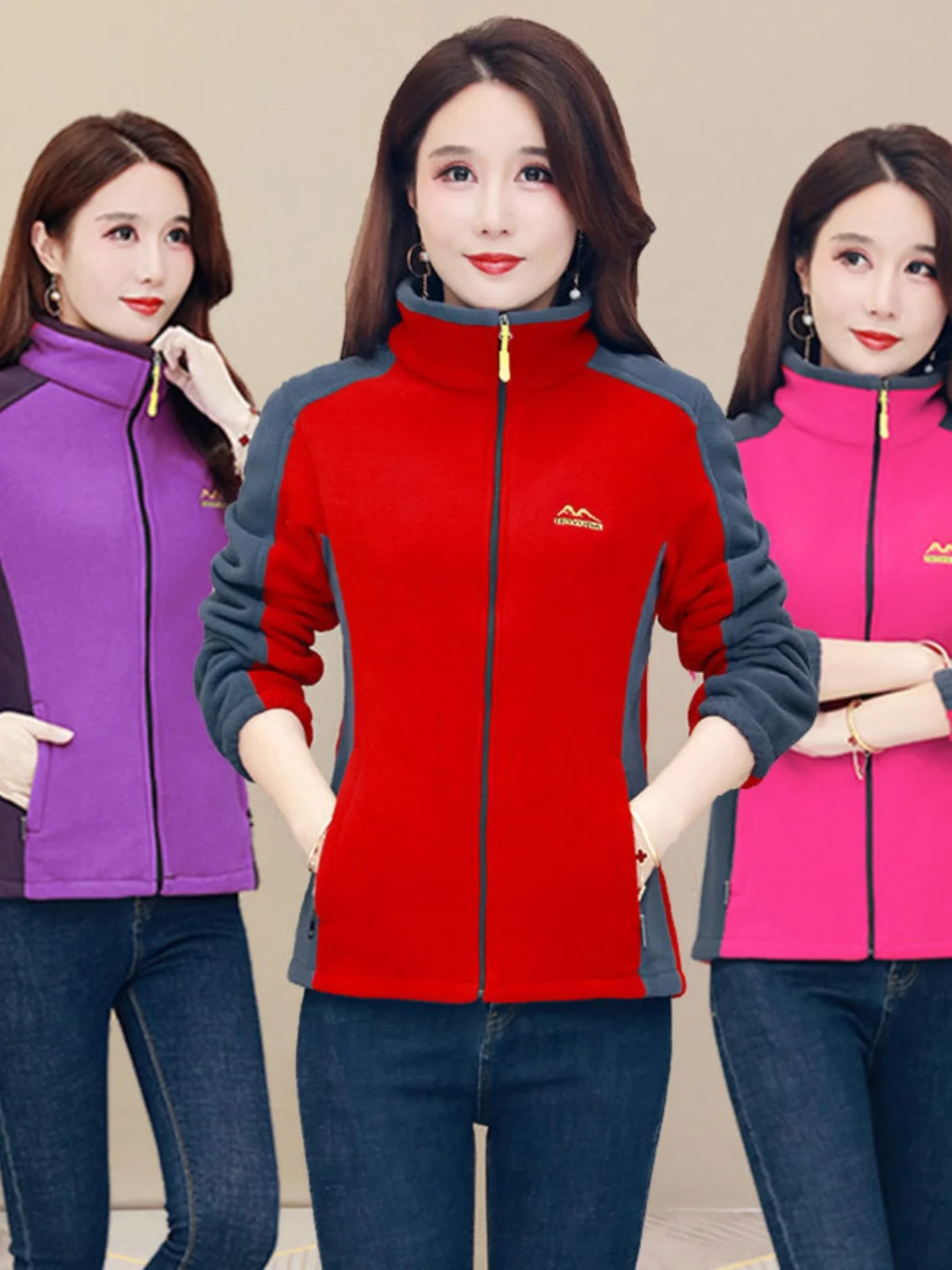 

Thiened Fce Open Cardigan Sweatirt Faion Mommy Clothes Women's plus Size Jaet Spring Autumn Winter Polyester Fiber