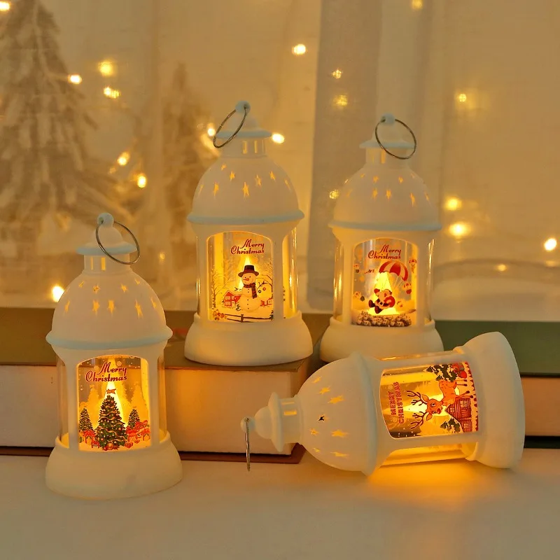 Christmas Decoration Atmosphere Lamp Desktop Ornament Small Night Light Retro LED Wind Light Handheld Pendant Christmas Eve Gift