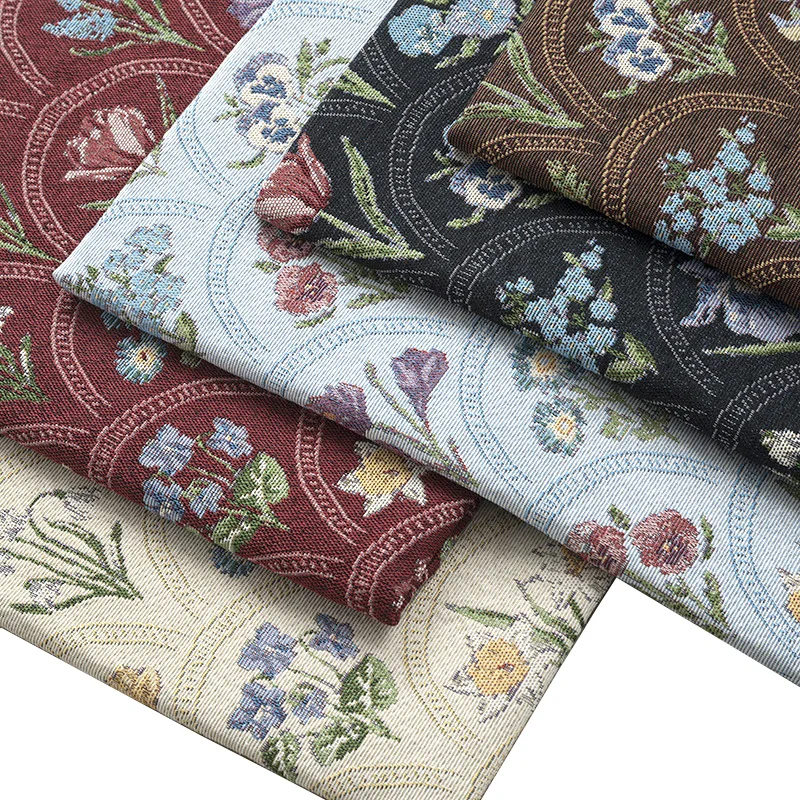 

Yarn-Dyed Arch Floral Jacquard Fabric – Durable Poly-Cotton Material for Clothing, Bags, Cushion Covers, Hats, Shoes