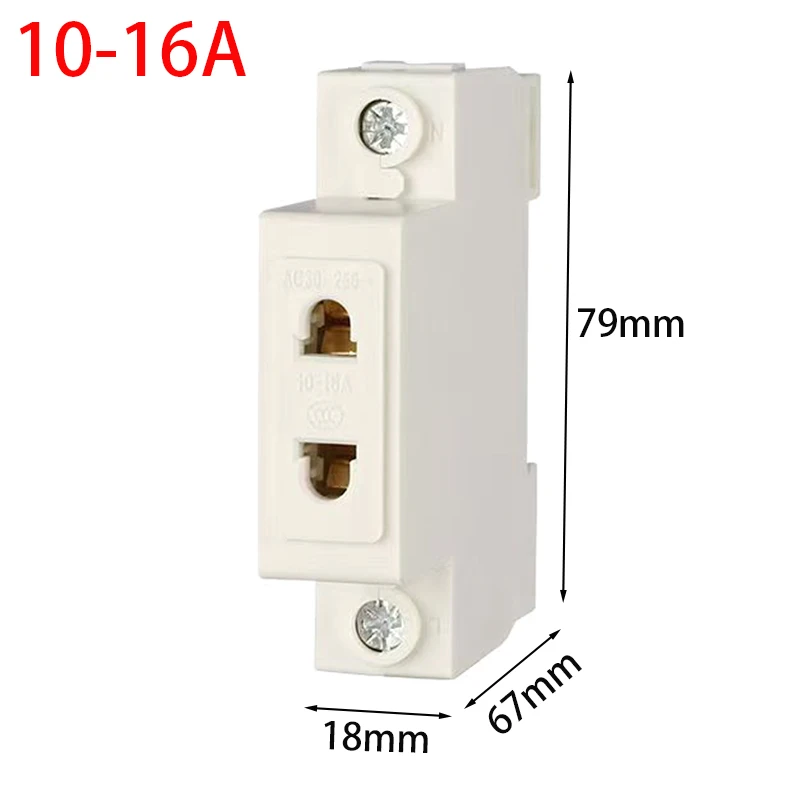1P 2 Pin DIN Rail Mount AC Power Socket Module, 35mm Rail, AC30, 10-16A 250V, White, Industrial Electrical Outlet Receptacle