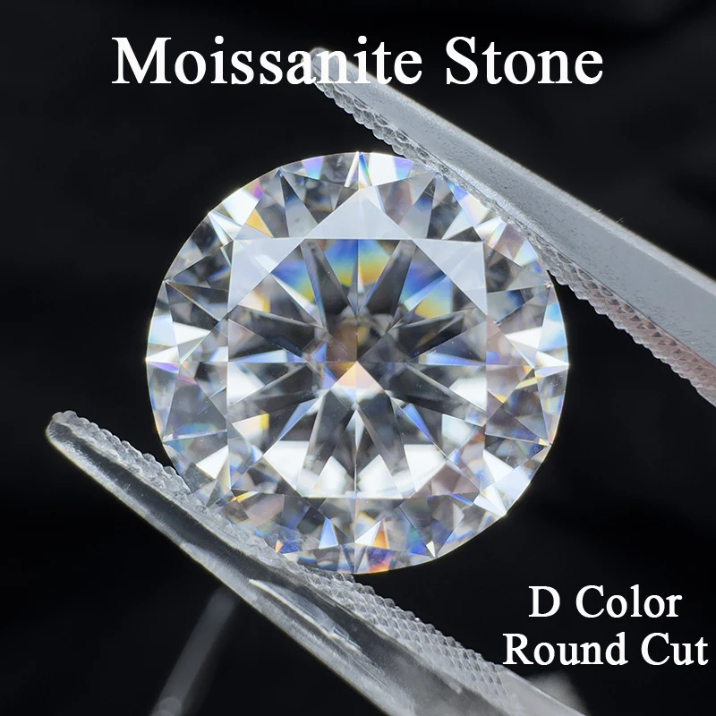 Moissanite Stones D Color Round Cut Pass Diamond Tester Gemstone Charms Jewelry Making Materials with GRA Certificate