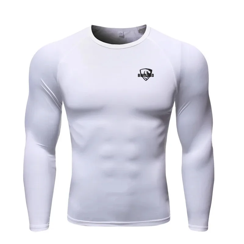 New Men Running Tight Sports T-shirt compression Quick dry long sleeved T-shirt Male brand Gym shirt Fitness Tees Training Tops