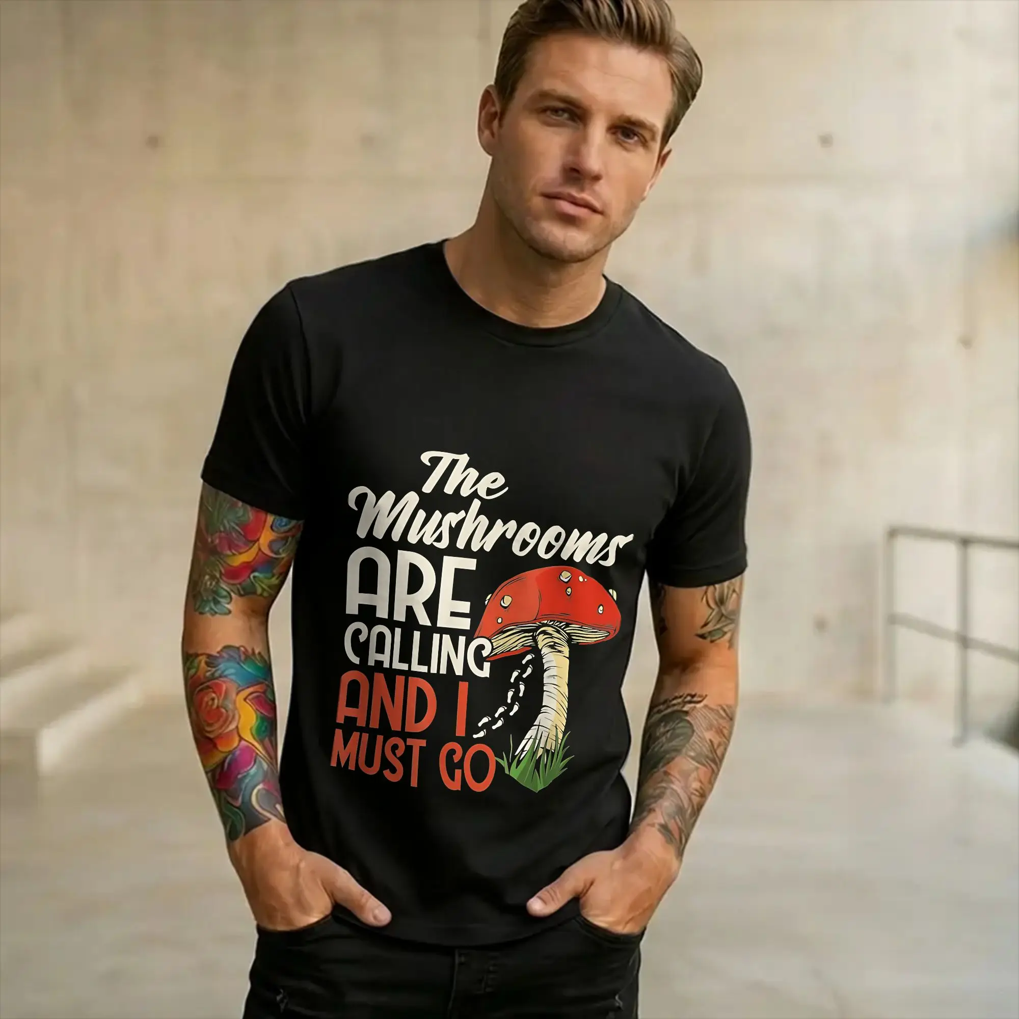 Men Women Printed Mushrooms Are Calling T Shirt Tee Cotton  T-shirts Clothes