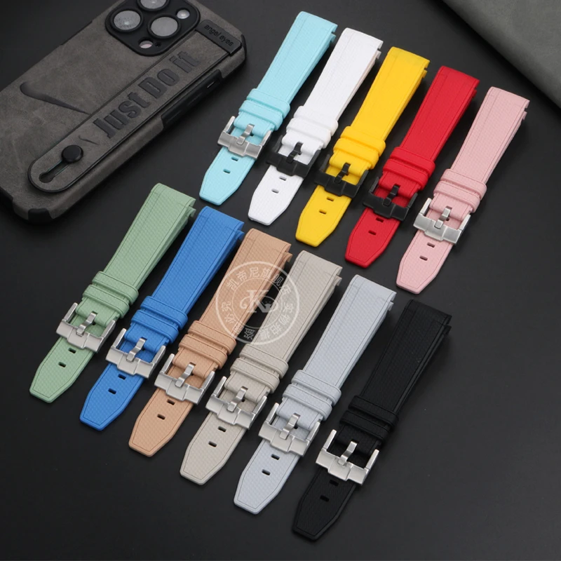 20mm Silicone Strap for Swatch Universal Curved End Arc Rubber Watch Band for Rolex Sport Waterproof Bracelet for Citizen Watch