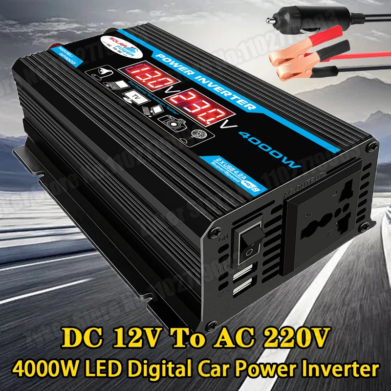 Car Inverter DC 12V to 220V Converter Car Power Inverter Solar Charger Adapter Multiple Protection Dual USB Voltage Transformer