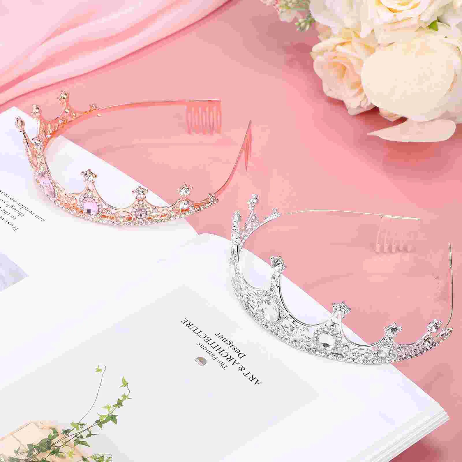 2-delige kroon vrouwelijke bruid meisje outfits cosplay vrouwen strass legering tiara meisjes bruiloft miss decor