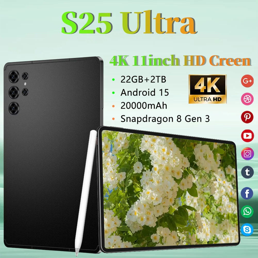 

New Original Pad 25 Ultra Tablet PC Snapdragon 8 11inch High Definition Screen Global 20000mAh 22GB+2TB 5G Dual Card Android 15