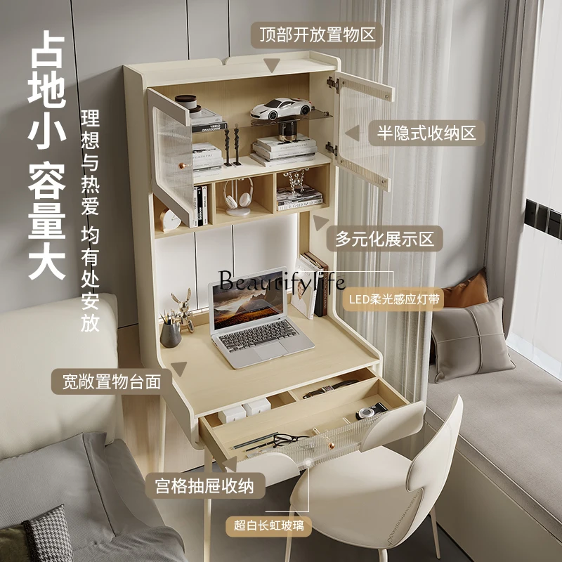 Mesa de computador de escritório integrada estilo creme de luxo leve mesa de escrita para aprendizagem em casa