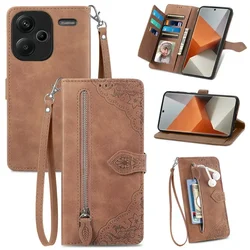 For Xiaomi Redmi Note 13 Pro Plus 5G Flip Case Zip Wallet Leather Pouch Redmi Note 14 Pro Case Phone Poco F6 X6 M6 14T Pro Funda