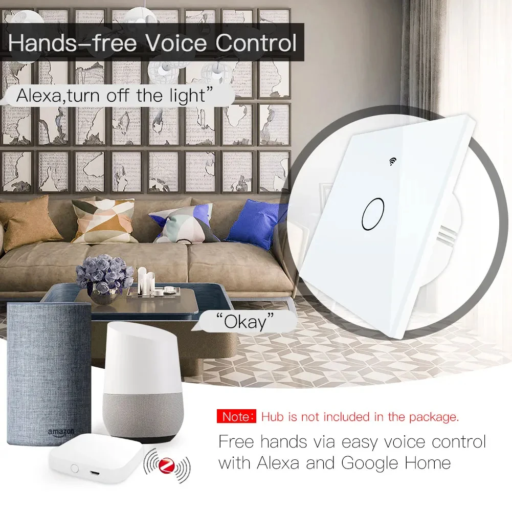 AXUS 1/2/3/4 عصابة الاتحاد الأوروبي واي فاي/زيجبي الذكية الجدار التبديل تويا مفتاح الإضاءة الذكية اللمس الاستشعار المنزل الذكي العمل مع أليكسا جوجل المنزل #4