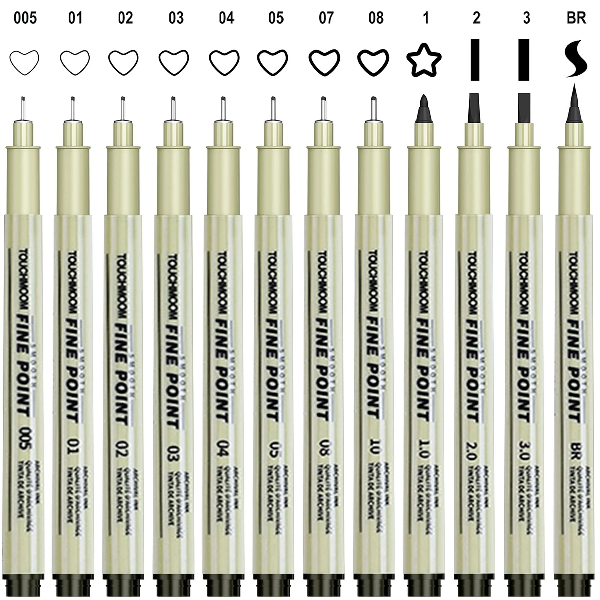 12 Arten schwarzer FineLiner-Stift zum Malen, Zeichnen, Zecken, Stifte, Skizzieren, Marker, wasserfest, für Schule, Studenten, Kunstbedarf,