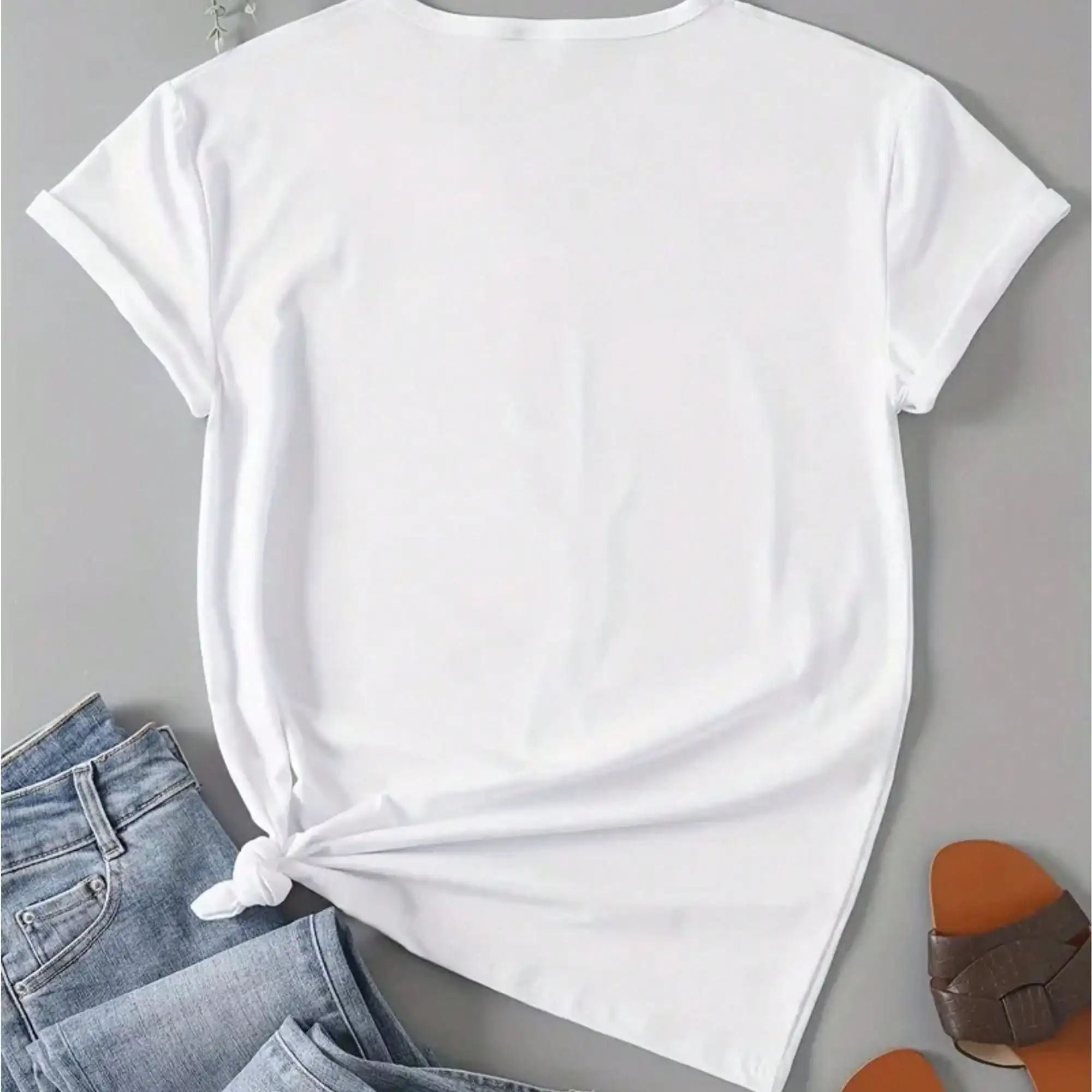Women's Summer Short Sleeved T-Shirt, Breathable Round Neck Casual Shirt Top, Daily Wear Style, Machine Washed And Iron Free Basic T-Shirt