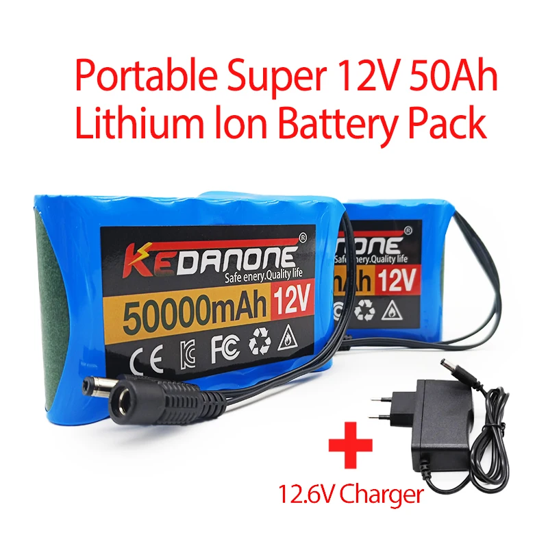 2PCS 18650 3S2P 12V 50Ah Lithium Battery,for 12.6v CCTV, Camera Monitor Replacement Rechargeable Lithium Battery