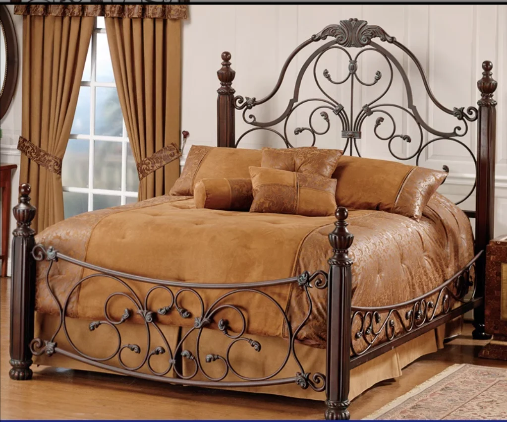 Wrought iron bed European vintage wrought Iron Bed 1.5m 1.8m Villa bed Single bed Double bed Light luxury