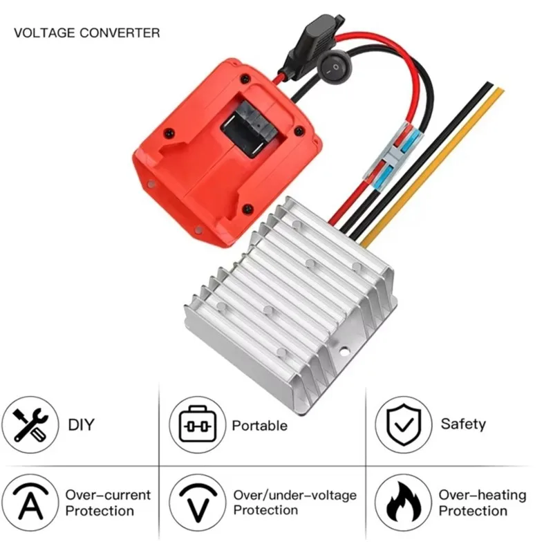 2026 Easy Use For BLACK+ DECKER 20V Battery Power Wheel Adapter 20V-12V Step-Down Converter 15A 180W Inverter Buck Converter